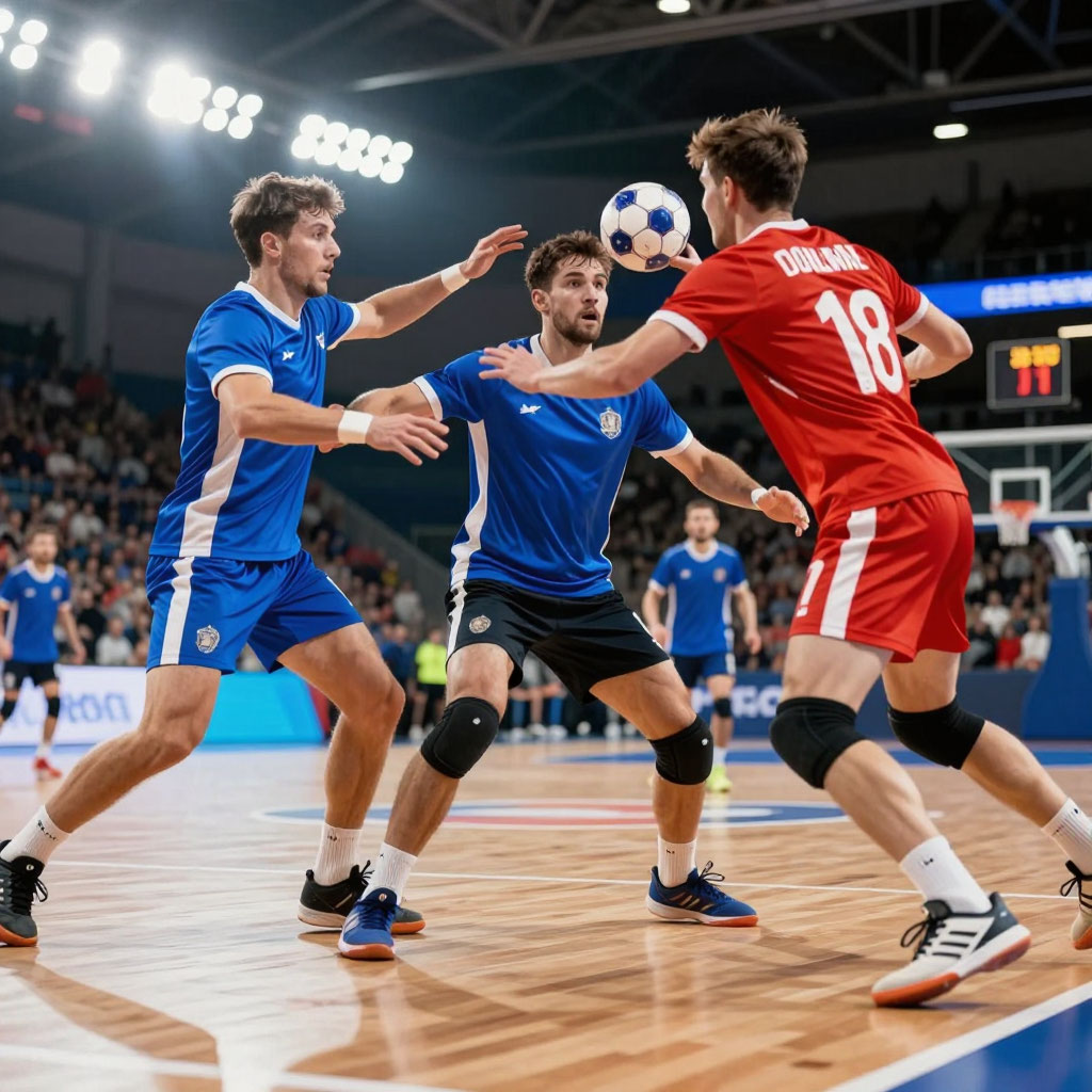 Handball player in action